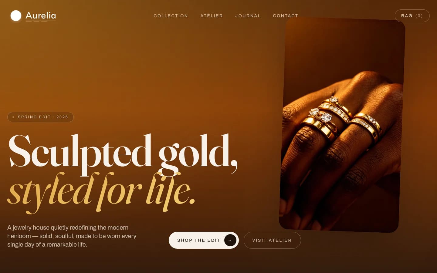 Aurelia Atelier website hero preview